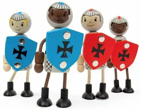 Bigjigs Medieval 4 Knights Dolls Set for Toy Wooden Castle